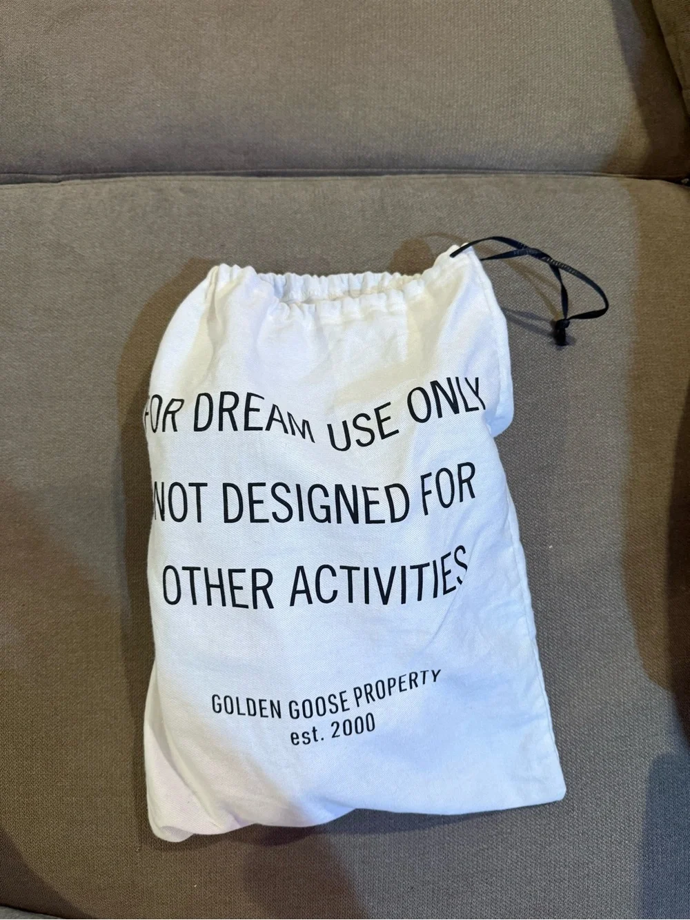 Golden Goose White Drawstring Dust Bag with Black Print - Picture 2 of 9